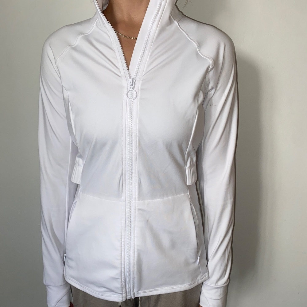 Fabletics White Athletic Jacket - Small